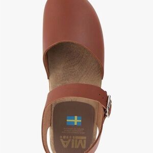 MIA Women's Brown Leather Buckle Clogs
